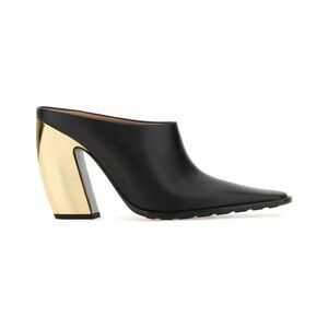Bottega Veneta Tex Leather Metallic Heel Mules Size 35.5